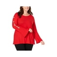 thumbnail image 3 of I-N-C Blouse à Manches Ornées pour Femmes, Rouge, Grande Taille, 0X, 3 of 5