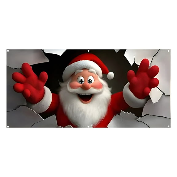 Uanit Christmas Theme Garage Door Christmas Cover with Festive Holiday Design, Complete Outdoor Background Wall and Street Decor with Easy Installation Hooks for Welcoming Holiday Season