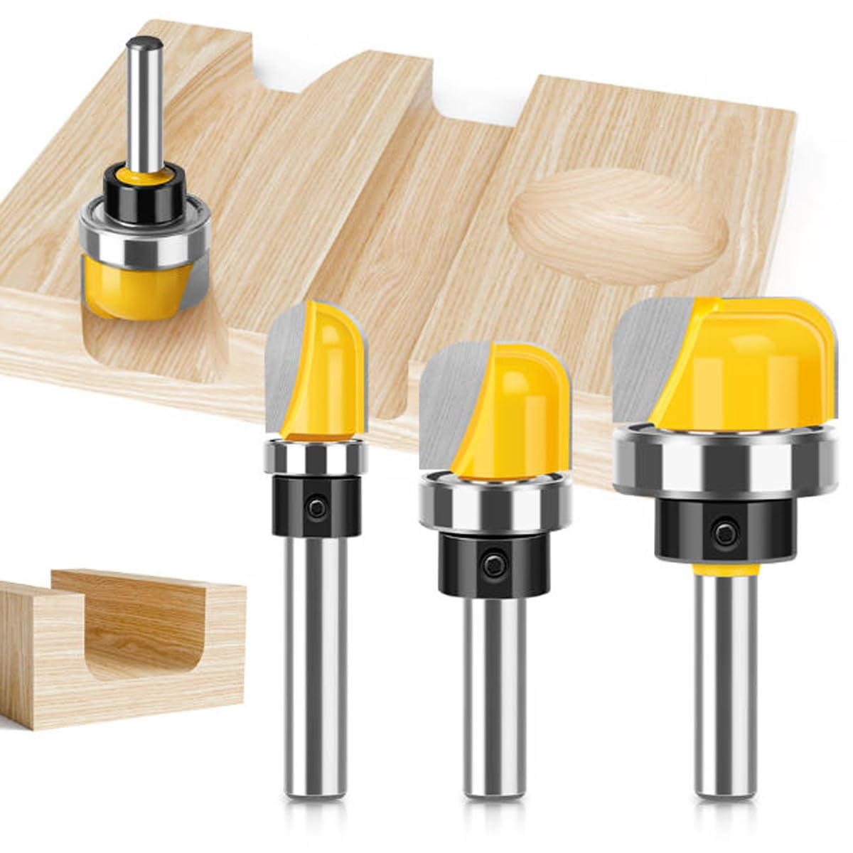 ABPETE 3-Piece Bowl and Tray Router Bit Set,Shank Dish Carving Bits for Woodworking, Create Bowls, Trays and Plates with Professional Ease