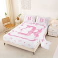 thumbnail image 2 of Erosebridal Watercolor Initial B Girls Bed Sheets, Bow Love Heart King Sheets, 4-Piece, 2 of 5