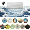 thumbnail image 2 of Mountain Gaming Mouse Pad,Japanese Blue and White Sea Wave Desk Mat,31.5"X15.7" Large Desk Pad with Stitched Edge Non-Slip Base Keyboard Big Mouse Pad for Office Home Work Gaming, 2 of 6