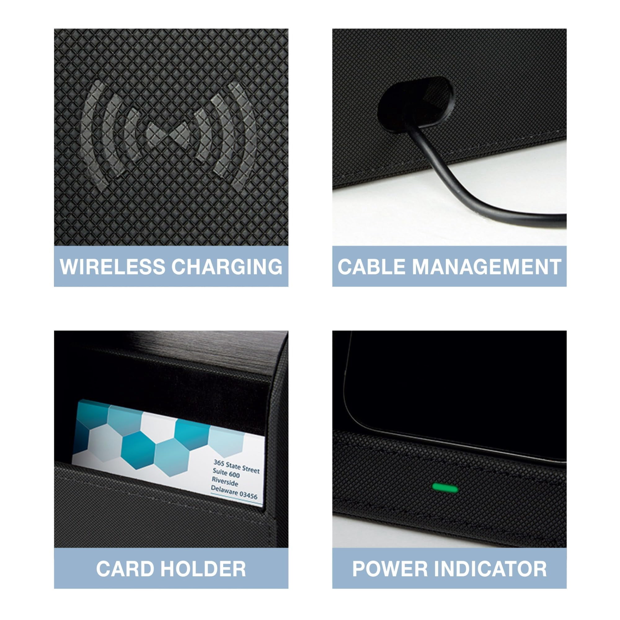 Realspace™ Desk Organizer With Wireless Charger With , Black