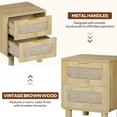 thumbnail image 5 of LAZZO Wooden Nightstands Set of 2 with Rattan Drawers, Bedroom Bedside End Tables, Natural Wood, 5 of 9
