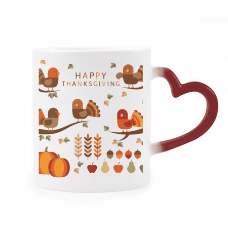 

Thanksgiving Day Cartoon Pattern Heat Sensitive Mug Red Color Changing Stoneware Cup