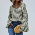 thumbnail image 2 of Vedolay Sweaters for Women Trendy Women's Sweaters 2023 Fall Long Sleeve Crew Neck Striped Oversized Casual Pullover Top,B S, 2 of 5