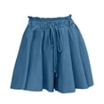 thumbnail image 3 of Delayuji Women's Wide Leg Shorts High Waisted Elastic Drawstring Summer Trendy Pleated Short Skort Mini Skirt Beach Vacation Shorts, 3 of 7