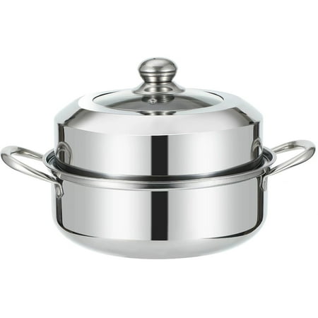 

1 Set of Double Layer Food Steamer Stainless Steel Steaming Pot Steaming Basket Thickened Pot