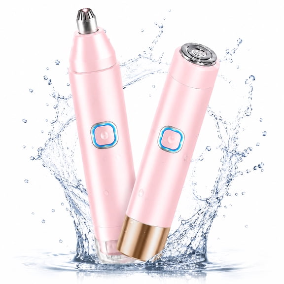 Facial Eyebrow Razor for Women - 2 in 1 Nose Hair Trimmer with Dual Heads for Bikini Underarm Leg Arm Body Face Facial, Pink