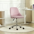 thumbnail image 2 of Vinsetto Velvet Mid-Back Armless Computer Office Task Chair, Pink, 2 of 10