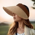 thumbnail image 2 of HJYCHN Women's Open Top Summer Straw Hat Wide Brim Sun For Outdoor Beach Travel Coffee One Size, 2 of 4