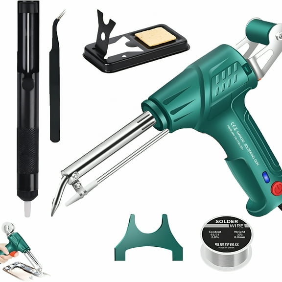 ZEPARO Set Of Five Parts Welder,Versatile Welding Gun,Industrial Laser Welding Tools with Internal Heating,Comes with 3 Rolls Of Tin Wire Green (1Set)
