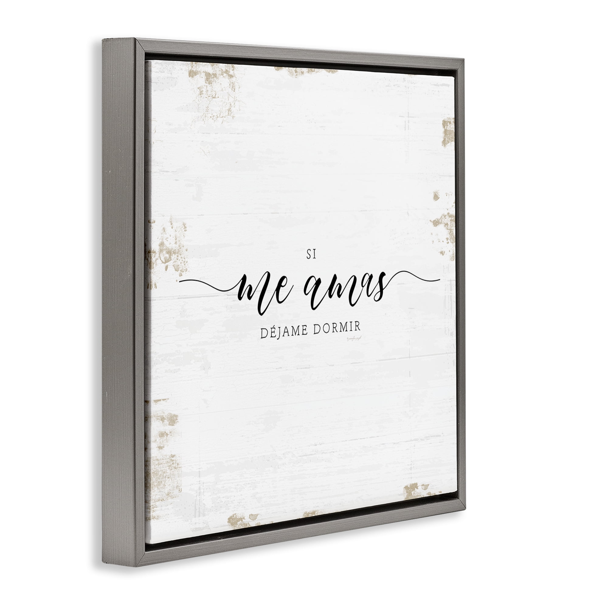 Stupell Industries Si Me Amas Déjame Dormir Inspirational Quotes & Sayings Painting Gray Floater Framed Art Print Wall Art, 18 x 18