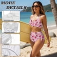 thumbnail image 5 of Garronmavis Women's High Waisted Bikini Set Strawberry Twist Front Tummy Control Swimsuits Crisscross Tie Back 2 Piece Bathing Suit Hawaii Swimwear, 5 of 6