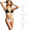 thumbnail image 1 of Strings en Coton pour Femmes Sexy Sans Couture g-String Culottes Lot de 3, 1 of 7