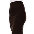 thumbnail image 5 of Women's Casual Elastic Band High Waist Stretch Office Work Solid Midi Skirt Brown 3XL, 5 of 6