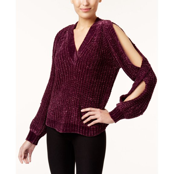 Marled Twist Cold Shoulder Sweater Cabernet S