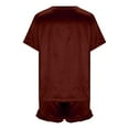 thumbnail image 5 of Siilsaa Satin Pajamas for Women Short Sleeve Silk Sleepwear Two Piece Pj Sets with Ruffled Shorts Casual Loungewear Brown,S, 5 of 5