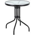 thumbnail image 2 of ZXNYH Brown Indoor Outdoor 23.75" Round Tempered Glass Metal Table + 4 Restaurant Rattan Stack Chairs Commercial Lightweight, 2 of 8