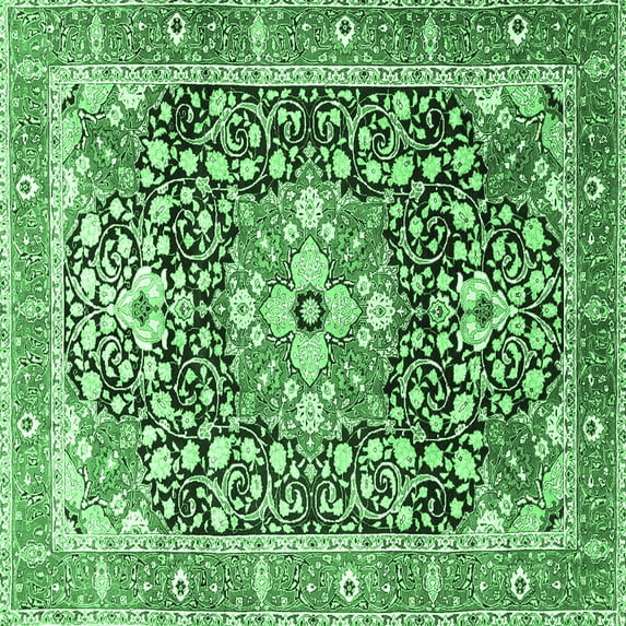 Ahgly Company Indoor Square Persian Emerald Green Traditional Area Rugs, 3' Square