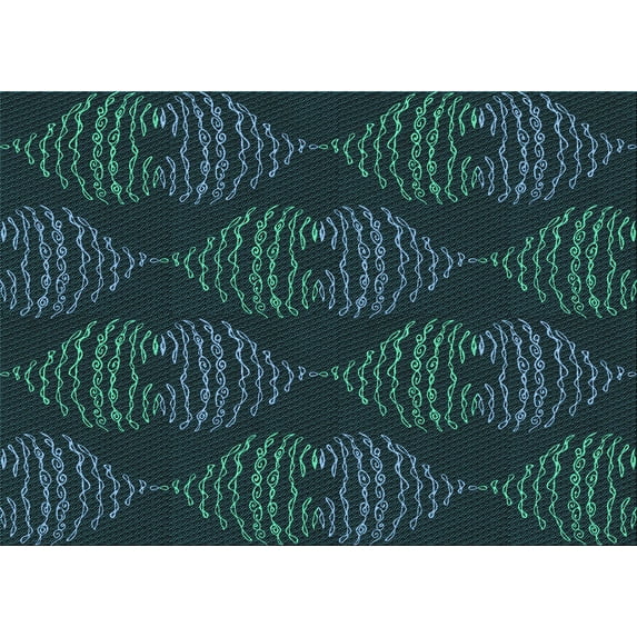 Ahgly Company Machine Washable Indoor Rectangle Transitional Deep Teal Green Area Rugs, 4' x 6'