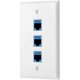 thumbnail image 1 of 1 Paquete de Placa de Pared Ethernet de 3 Puertos, Placa de Pared RJ45 con Inserto de Acoplador en LíNea RJ45, Placa de Pared con Conector Cat6, 1 of 5