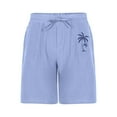 thumbnail image 4 of ZCFZJW Men's Linen Shorts Casual Tropical Palm Tree Printed Elastic Waist Drawstring Summer Beach Board Shorts Lightweight Swim Trunks with Pockets Blue XXXL, 4 of 5