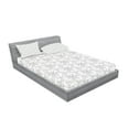thumbnail image 2 of Ambesonne Grey Fitted Sheet & Pillow Sham Set, Swirled Blossom Leaves, Queen, Cloud White, 2 of 2