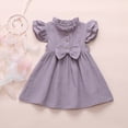 thumbnail image 2 of Girls Casual Solid Dress with Ruffled Bow Detail and Skirt for Toddler Kids Baby Clothes, 2 of 2