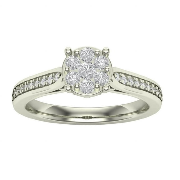 Araiya 14K White Gold Diamond Halo Cluster Ring for Women (1/2 cttw, I-J Color, I2-I3 Clarity), Size 7