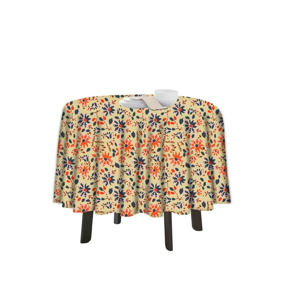 eloria Floral Printed Round Table Cloth Resistant Washable Decorative Table Cover for Dining Table