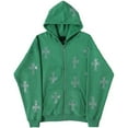 thumbnail image 5 of Douhoow Women Autumn Zipper Hoodies Vintage Long Sleeve Rhinestone Cross Pattern Sweatshirt, 5 of 6