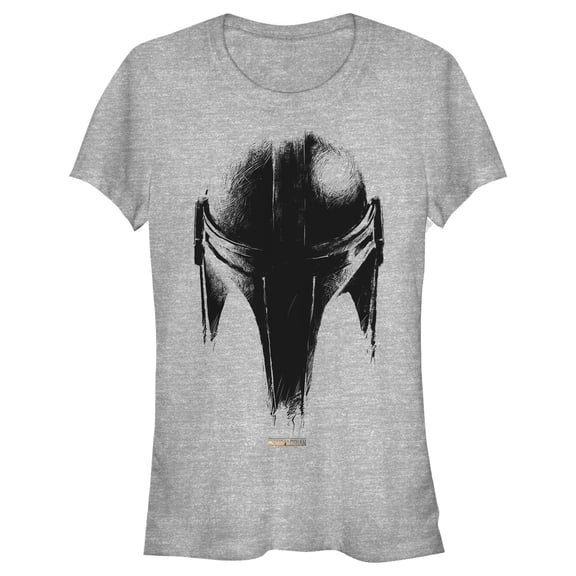Junior's Star Wars: The Mandalorian Metallic Helmet Graphic Tee Athletic Heather Medium