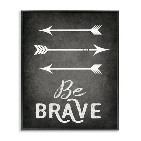 Stupell Industries Be Brave Arrows Typography Painting Black Framed Art Print Wall Art, 11 x 14