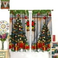 thumbnail image 3 of Farmhouse Christmas Curtains, Winter Xmas Tree Rustic Xmas Wooden Barn Door Pattern for Room Window Decor, Rod Pocket Print Blackout Drapes for Living Room Bedroom Kitchen 2 Panel Set 84"W X 84"L, 3 of 7