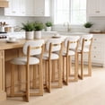 thumbnail image 4 of Dayalane Mid Century Modern Bar Stools Set of 2, 26" Counter Height Sherpa Upholstered Stools with Curved Back, X-Shape Wood Legs for Kitchen Island, Dining Room, Beige, 4 of 8
