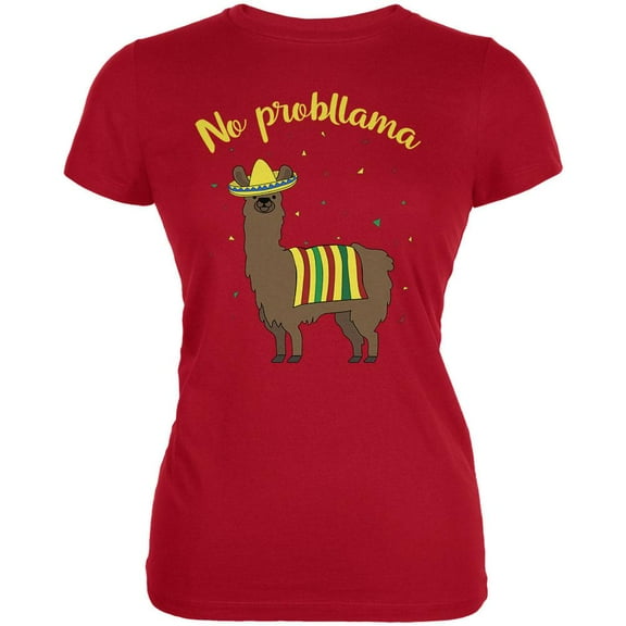Cinco De Mayo Llama No Problem Problemo No Probllama Juniors Soft T Shirt Red 2XL