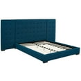 thumbnail image 2 of Platform Bed Frame, Queen Size, Azure Navy Blue, Fabric, Bedroom, Modern Contemporary HB35100, 2 of 5