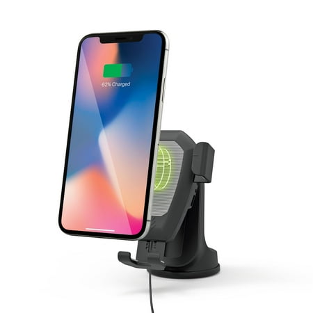 Bracketron - PwrUp Qi Gravity 10W Fast Wireless Charging Mount for Most Cell Phones - Black