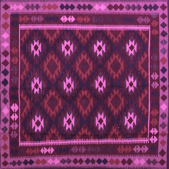 Ahgly Company Indoor Square Oriental Purple Traditional Area Rugs, 8' Square