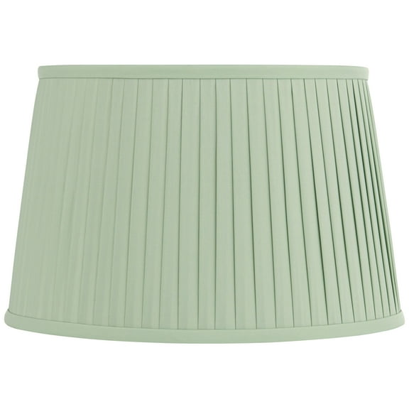 Springcrest Mapo 14" Top x 17" Bottom x 11" High x 11" Slant Lamp Shade Replacement Celadon Green Drum Pleated Washer Harp Finial