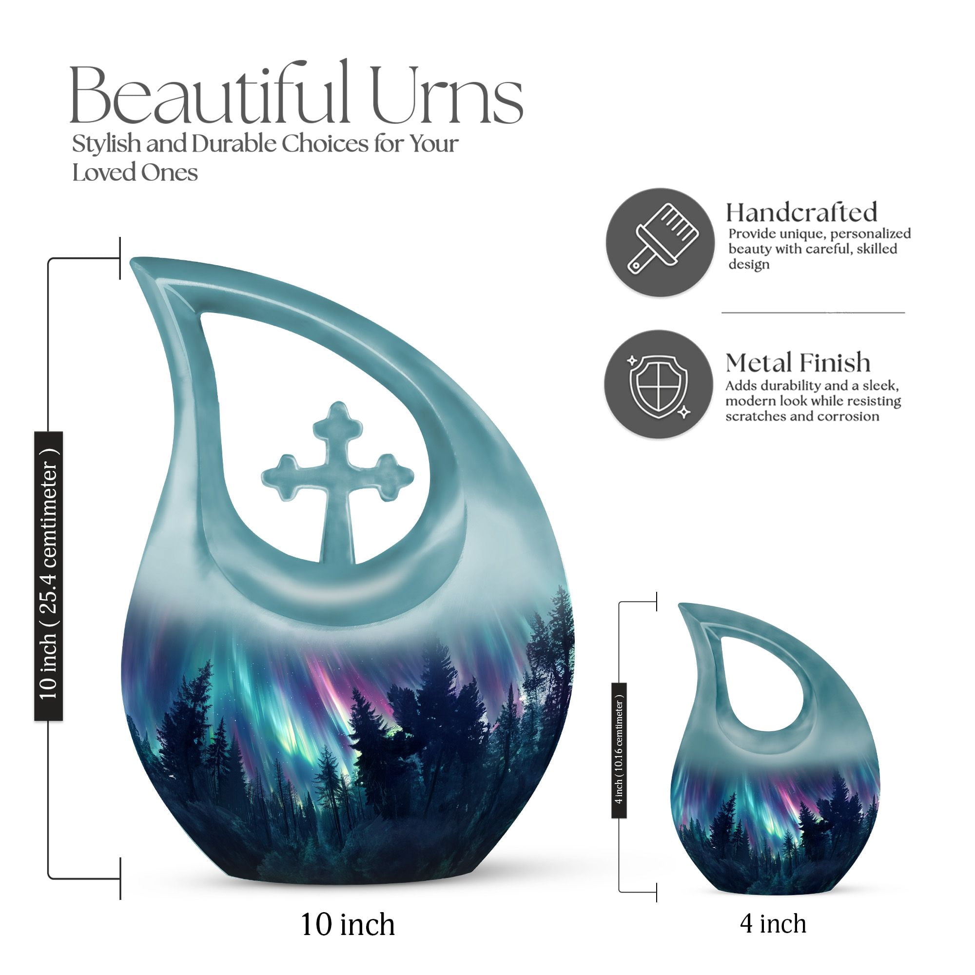 MUKTIVE Aurora Large Funeral urns for Human Ashes Adult Women - Memorial urn for Human Ashes Adult Male - Cremation Ashes 10 inch