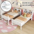 thumbnail image 2 of Bellemave Twin over Twin Bunk Bed with Bookcase Headboard Convertible Rubber Wood Bunk Bed with Ladders and Storage Shelves, Detachable Bunk Bed Frame , White, 2 of 11