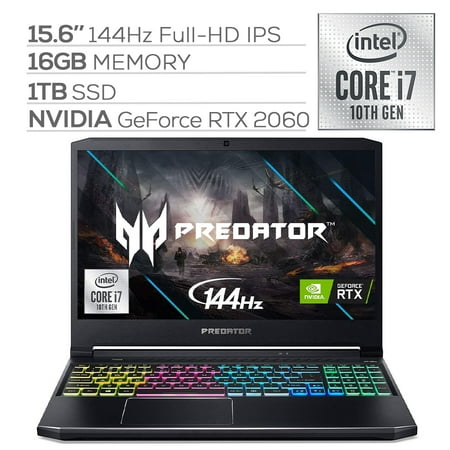 Acer Predator Helios 300 144Hz Gaming Laptop, 15.6" 3ms IPS FHD, RTX 2060 OC, i7-10750H 6-Cores up to 5.00 GHz, 16GB RAM, 1TB SSD, Killer Network, RGB KB, WiFi 6, Win 10