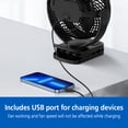 thumbnail image 6 of Mainstay 7 "Rechargeable USB Clip and Table Fan with LED Black, 6 of 12