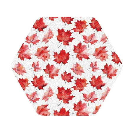 

Salouo Realistic Maple Leaf Print Round Coaster Drink Coasters Leather Bar Beer Beverage Coasters for Drinks Set of 4 for Tabletop Protection Coffee Table Decor