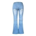 thumbnail image 6 of Ierhent High Waisted Jeans for Women Flare Women's Bell Bottom Jeans Elastic High Waisted Flared Jeans Raw Hem Denim Pants with Pocket A,XL, 6 of 7
