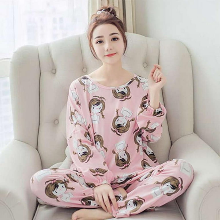Big Girls Cute Pajama Sets Lovely Cartoon Sleepwear Winter Pjs Nighty,  Oversized Nightwear for Teen Girls Autumn and Winter