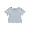 thumbnail image 4 of Nituyy 2PCS Summer Toddler Baby Boy Girl Clothes Set Unisex Waffle Solid Short Sleeve Tops Pocket Drawstring Shorts Outfits, 4 of 6