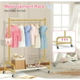 thumbnail image 3 of Gold Kids Dress Up Rack with Wheels, Sturdy Metal Clothing Storage for Little Girls and Toddlers, 3 of 6