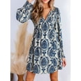 thumbnail image 3 of CUPSHE Women's Mini Dress Smocked V Neck Long Sleeve Empire Waist Casual A Line Dress, 3 of 6